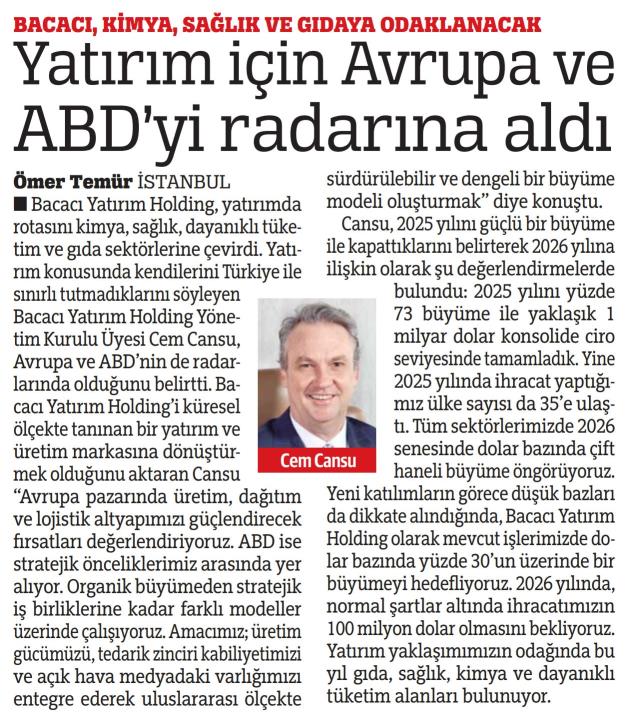 Yatırım için Avrupa ve ABD’yi radarına aldı