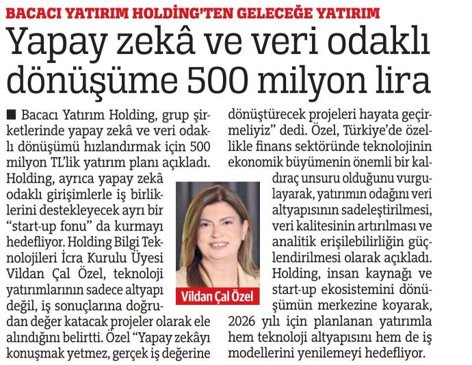Yapay zekâ ve veri odaklı dönüşüme 500 milyon lira