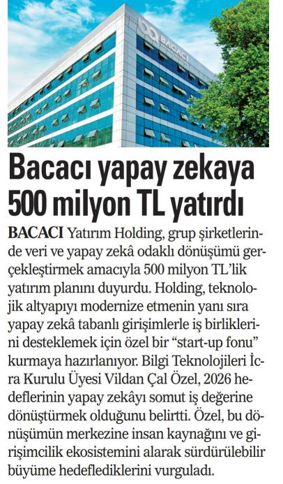 Bacacı yapay zekaya 500 milyon TL yatırdı