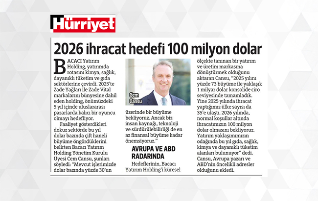 2026 ihracat hedefi 100 milyon dolar