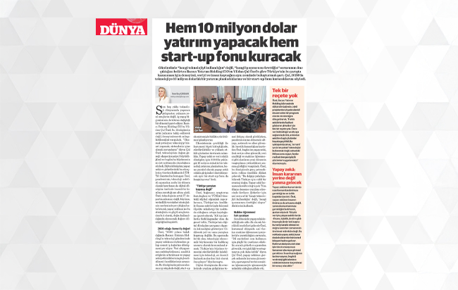 Hem 10 milyon dolar yatırım yapacak hem start-up fonu kuracak