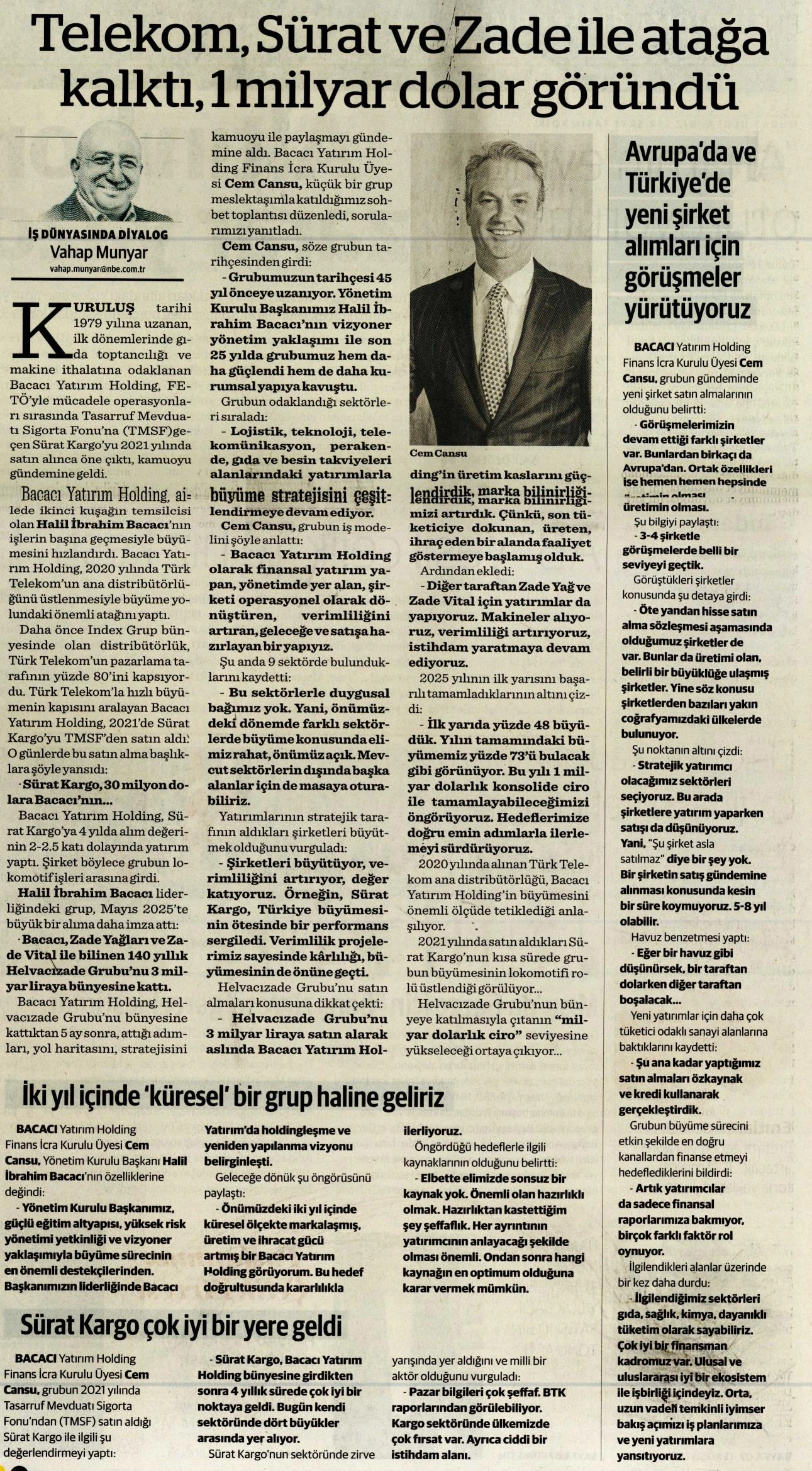 Cem Cansu, ekonomi basınının temsilcileriyle buluştu