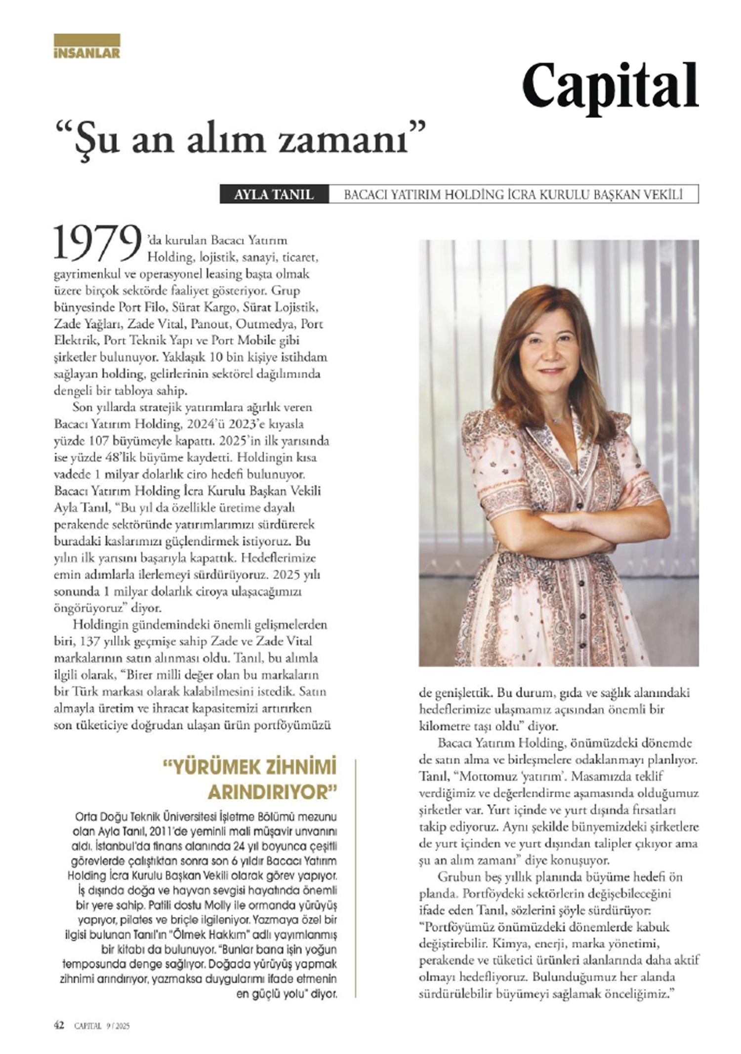 Capital Dergisi’nde yayımlanan Ayla Tanıl röportajı küpürü