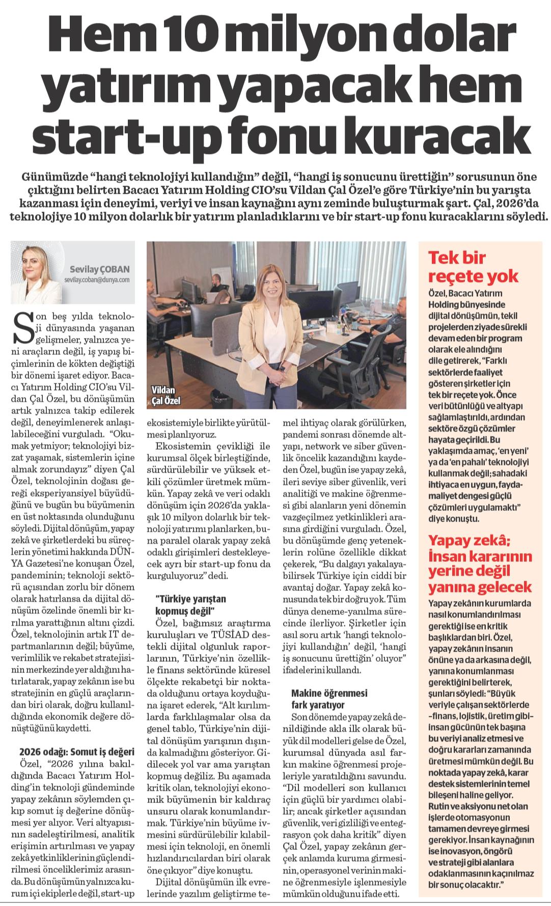 Hem 10 milyon dolar yatırım yapacak hem start-up fonu kuracak