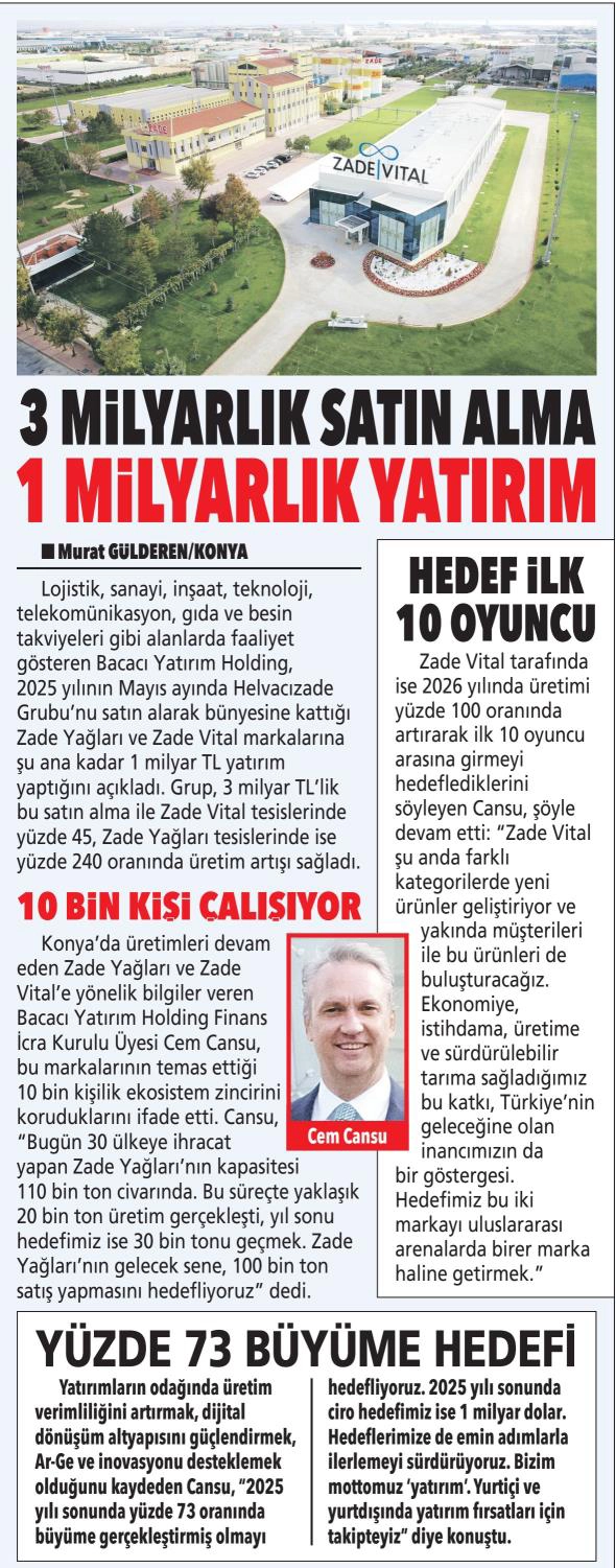 Posta gazetesinde yayımlanan '3 milyarlık satın alma, 1 milyarlık yatırım' haber küpürü